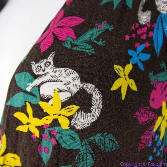 Modcloth Jungle Print Knit Dress,‎ white cat blue bird, 2X - Picture 6 of 16